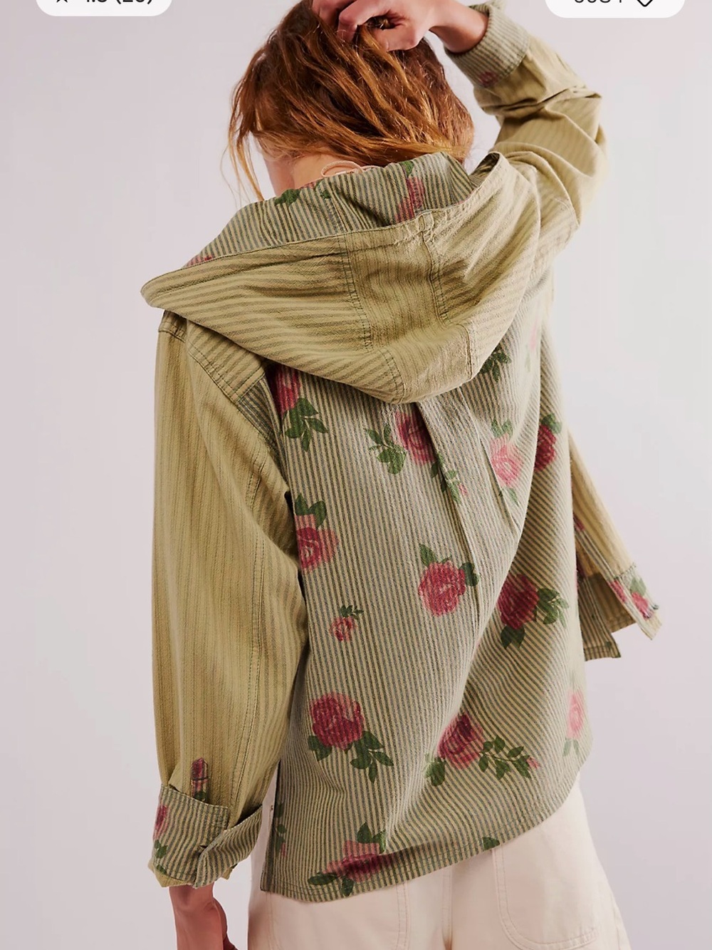 Free People 100% Cotton Hooded Shirt Jacket